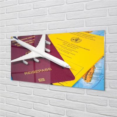 Skleněný panel Plane pas mapa