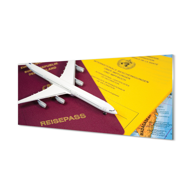 Skleněný panel Plane pas mapa