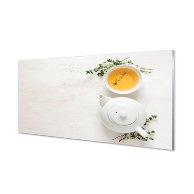 Skleněný panel hrnec čaje