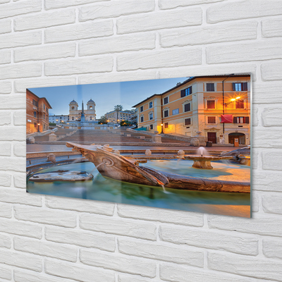 Skleněný panel Řím Sunset kašna budovy