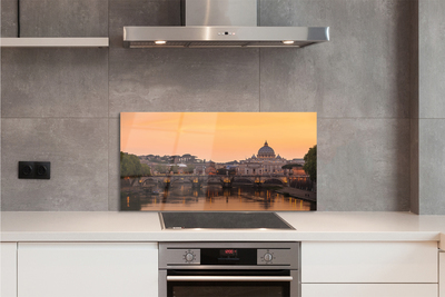 Skleněný panel řeka Řím Sunset mosty budovy