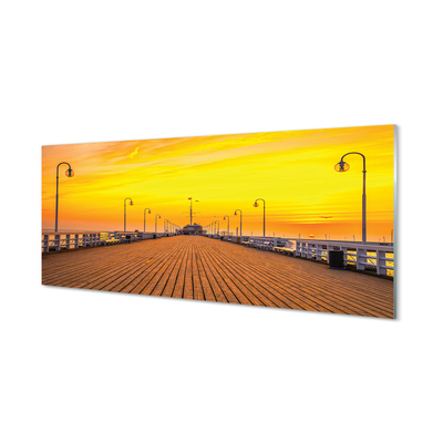 Skleněný panel Gdańsk Pier sea sunset