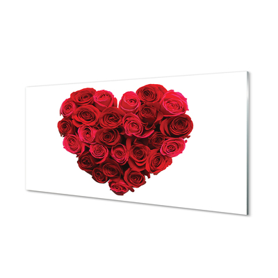 Skleněný panel Srdce z růží