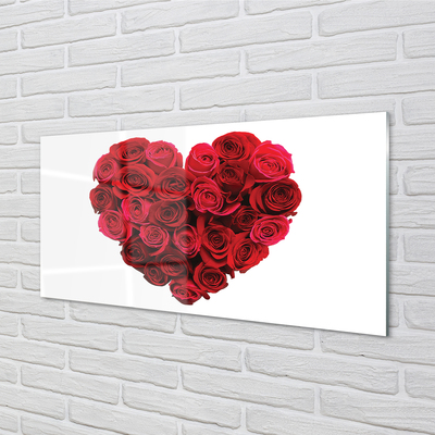 Skleněný panel Srdce z růží