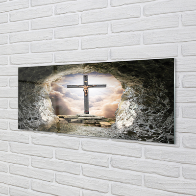 Skleněný panel Cave lehký cross Jesus
