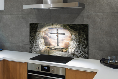 Skleněný panel Cave lehký cross Jesus