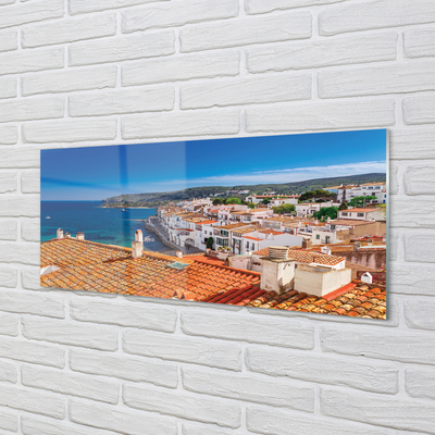 Skleněný panel Španělsko Město hory moře