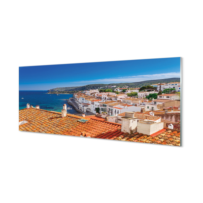 Skleněný panel Španělsko Město hory moře