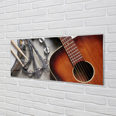 Skleněný panel Kytara Mikrofon tyčinky