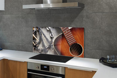 Skleněný panel Kytara Mikrofon tyčinky