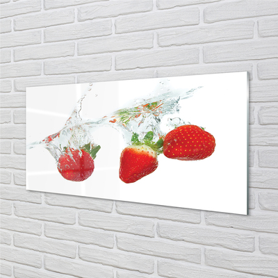Skleněný panel Water Strawberry bílé pozadí