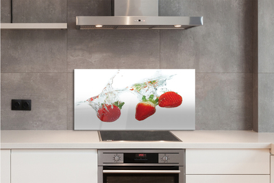 Skleněný panel Water Strawberry bílé pozadí