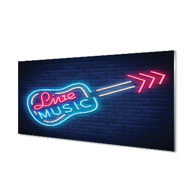 Skleněný panel Kytara neonový nápis