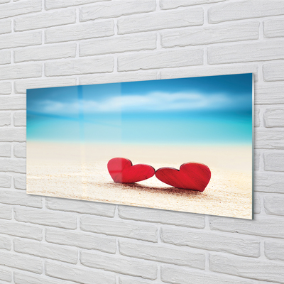 Skleněný panel Srdce červené písečné moře