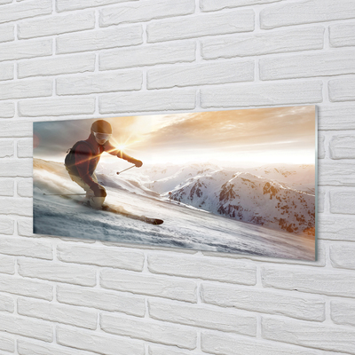 Skleněný panel lyžařské hůlky muž