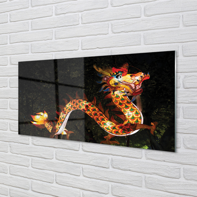 Skleněný panel Japonský drak osvětlené