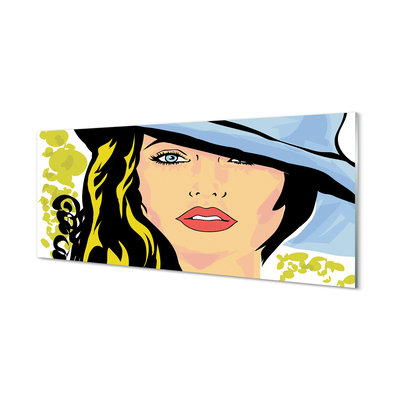 Skleněný panel Žena klobouk
