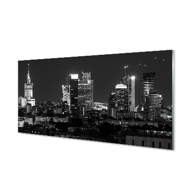 Skleněný panel Noční panorama Varšavy mrakodrapů