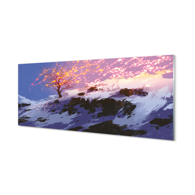 Skleněný panel Zimní strom top