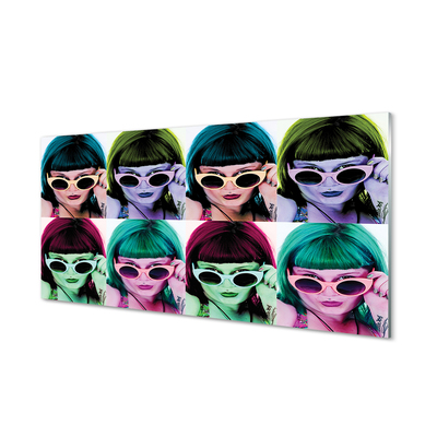 Skleněný panel Ženského vlasy barevné brýle
