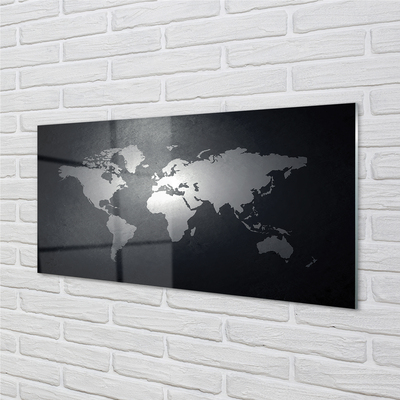 Skleněný panel Černém pozadí White mapa
