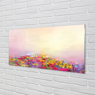 Skleněný panel Obrázek květiny nebe
