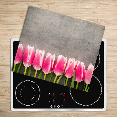 Skleněná krájecí deska Růžové tulipány