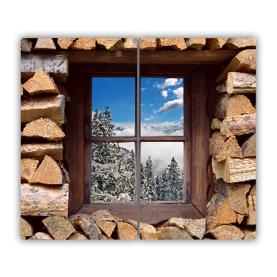 Skleněná krájecí deska Zima za oknem