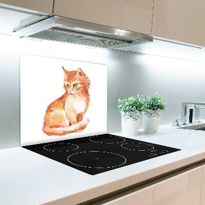 Skleněná krájecí deska Červená kočka