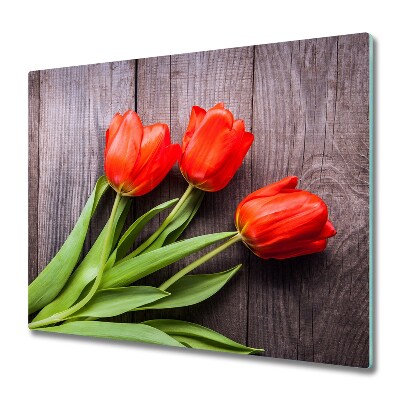 Skleněná krájecí deska Červené tulipány