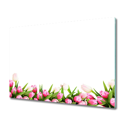 Skleněná krájecí deska Růžové tulipány