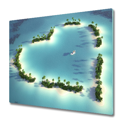 Skleněná krájecí deska Ostrovní tvar srdce