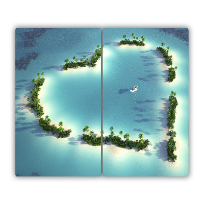 Skleněná krájecí deska Ostrovní tvar srdce