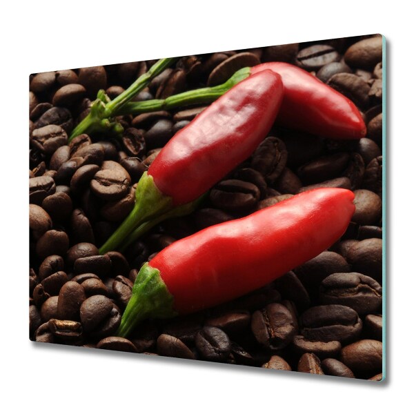Skleněná krájecí deska Chilli a káva