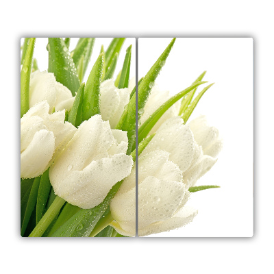 Skleněná krájecí deska Bílé tulipány