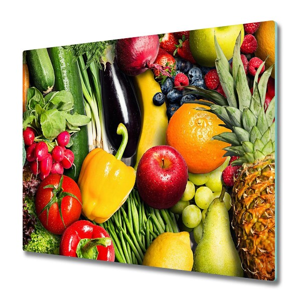 Skleněná krájecí deska Zelenina a ovoce