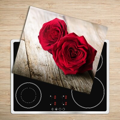 Skleněné deska do kuchyně Růže na dřevo