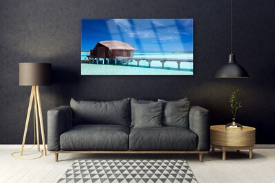 akrylový obraz Moře Pláž Dům Architektura