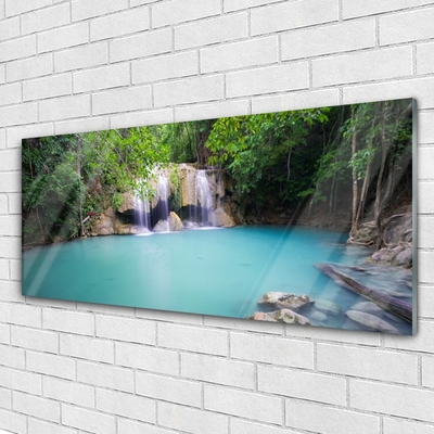 akrylový obraz Vodopád Les Jezero Příroda