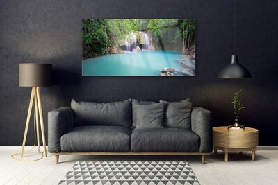 akrylový obraz Vodopád Les Jezero Příroda