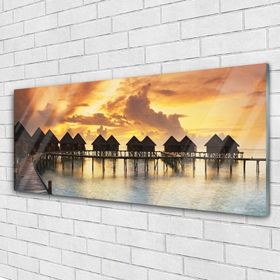 akrylový obraz Moře Prázdniny Domky