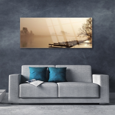 akrylový obraz Most Voda Mlha Krajina