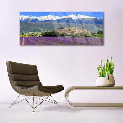 akrylový obraz Louka Květiny Hory Krajina