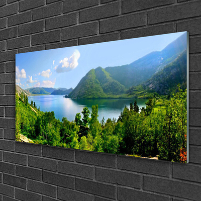 akrylový obraz Les Jezero Hory Krajina