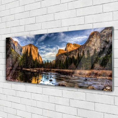 akrylový obraz Hora Les Jezero Příroda