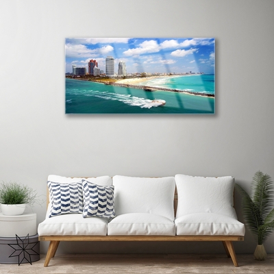 akrylový obraz Moře Pláž Město Krajina