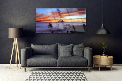 akrylový obraz Stromy Mlha Krajina