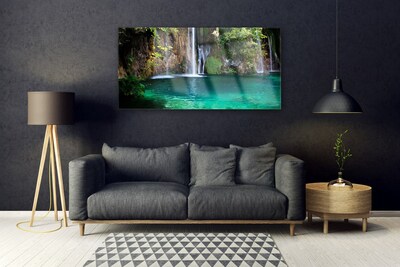 akrylový obraz Jezero Vodopád Příroda