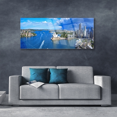 akrylový obraz Město Moře Domy