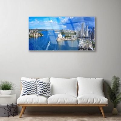 akrylový obraz Město Moře Domy